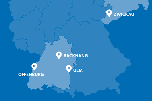 Standorte deutschlandweit: Baden-Württemberg, Bayern, Sachsen